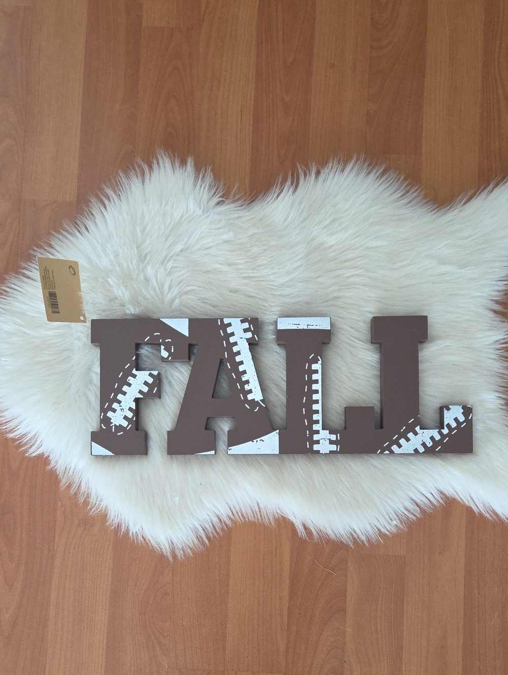 NWT FALL Decorative Football Sign- Brown & White